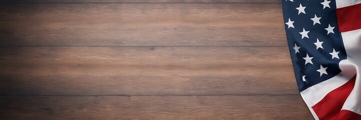 American Flag on a Wooden Background, American Independence Day, Memorial Day Theme