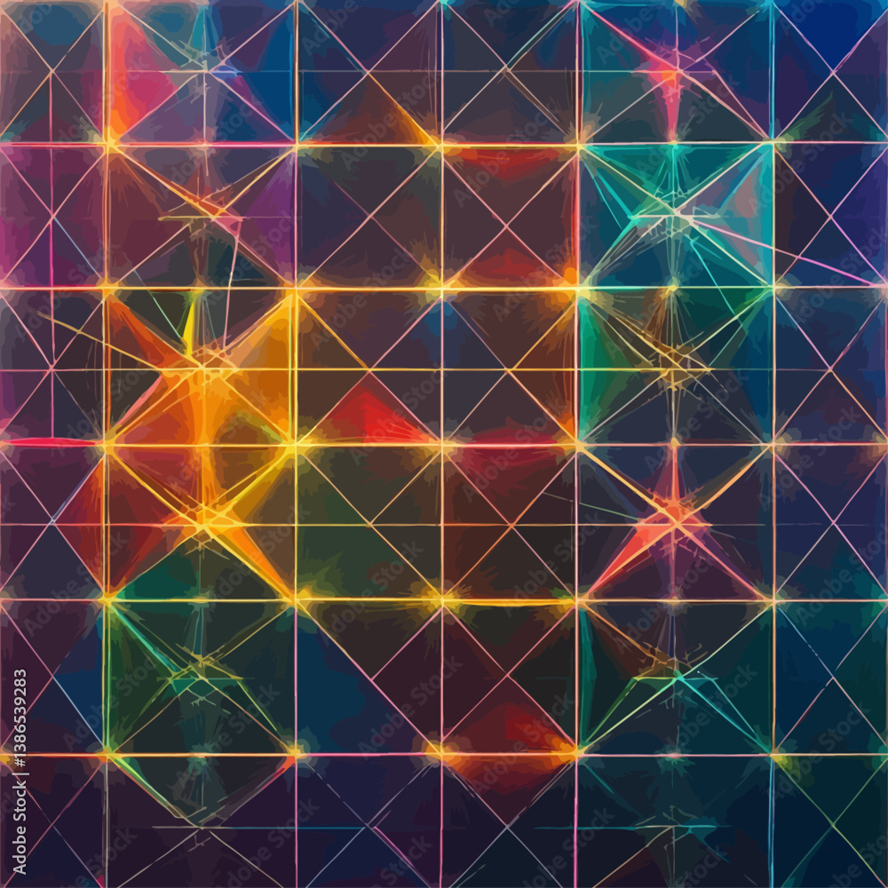 Poster abstract colorful light grid pattern