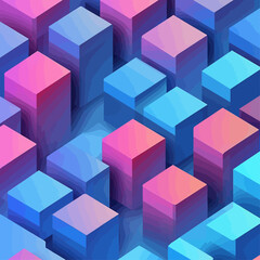 Obraz premium Abstract Cubes in Blue and Pink