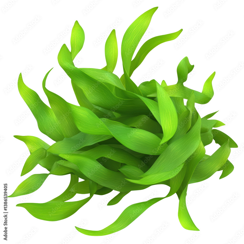 Poster a beautiful bunch of green leaves displaying lush texture and vibrant color against a soft neutral b