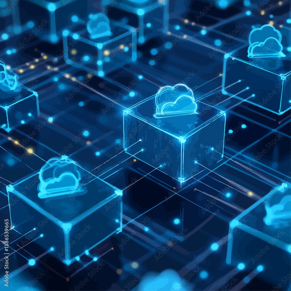 Poster cloud data network, data storage, digital transformation