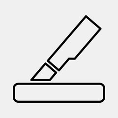 Icon use cutter. Packaging symbol elements. Icons in line style. Good for prints, posters, logo, product packaging, sign, expedition, etc.