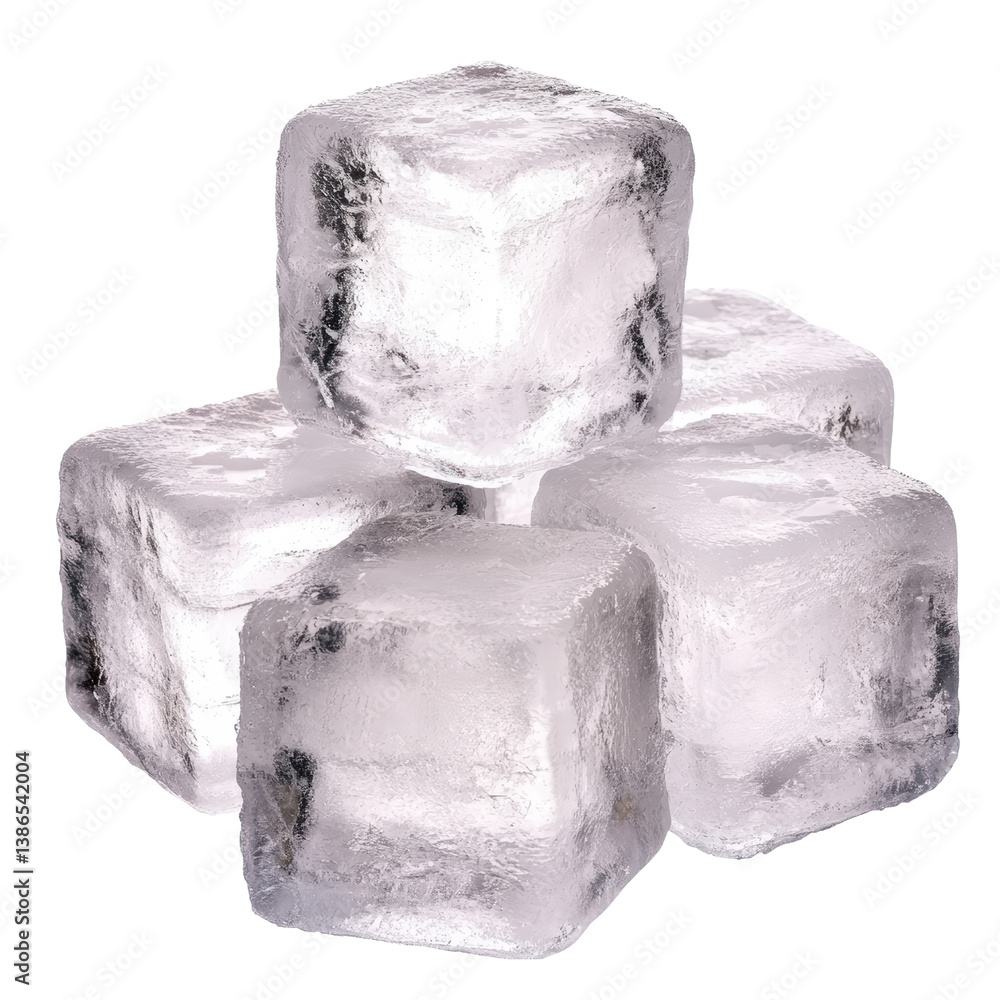 Poster a collection of clear and refreshing ice cubes perfect for chilling beverages or as a decorative ele