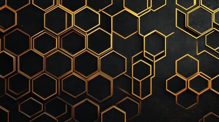 Abstract honeycomb pattern, gold outline