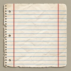 A single sheet of lined notebook paper with torn edges and visible punch holes on the left side