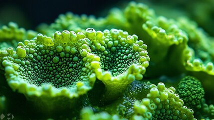 Closeup of vibrant green moss