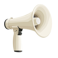 Cream Colored Megaphone on White Background