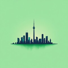 Obraz premium Urban skyline silhouette on green background