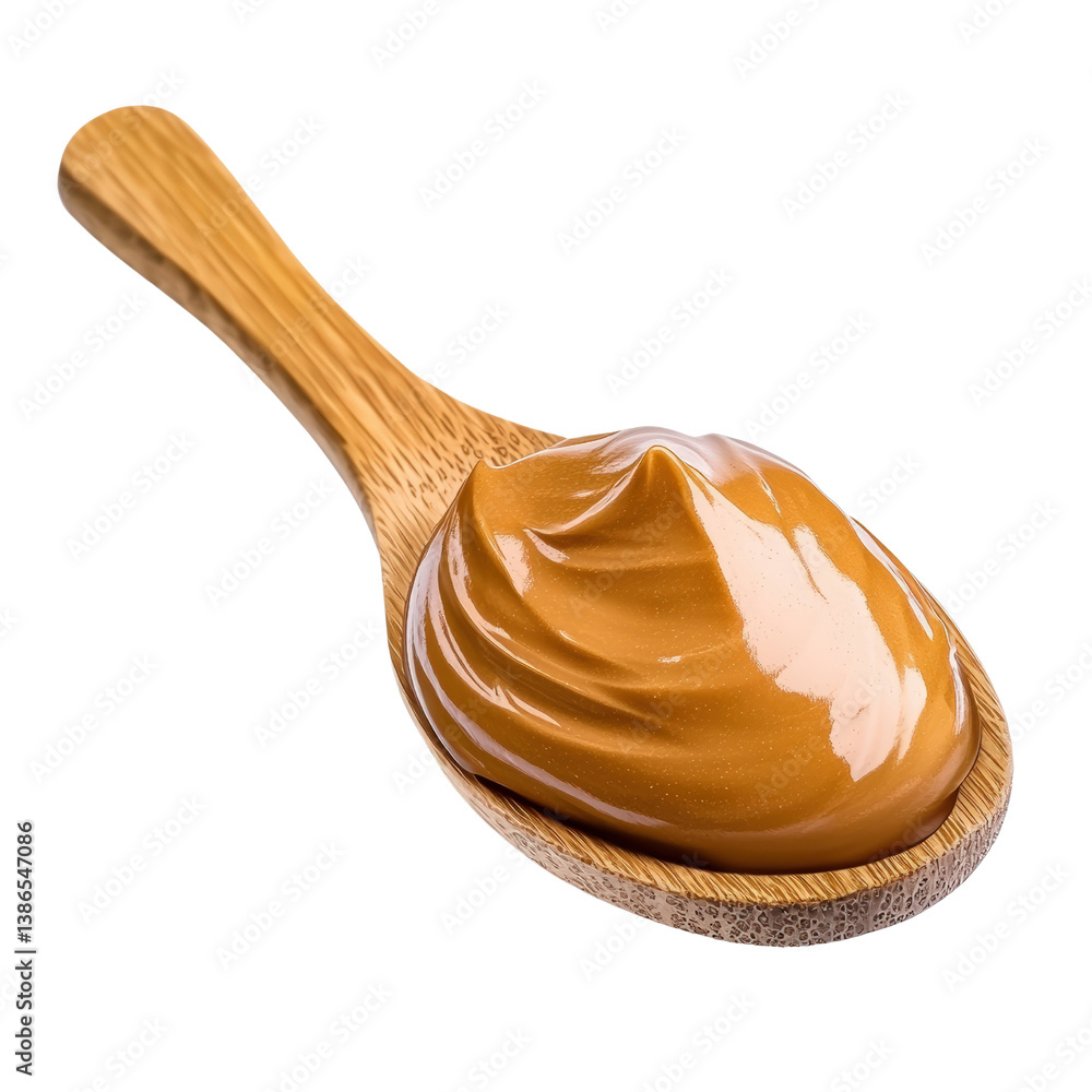 Aufkleber a spoon generously filled with creamy peanut butter displaying its texture and rich flavor against a