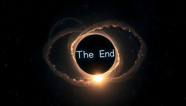 Cosmic farewell: Depiction of ending concept with celestial elements