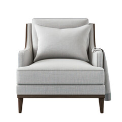 Elegant living room furniture chair with cutout background cozy home interior modern design minimalist viewpoint