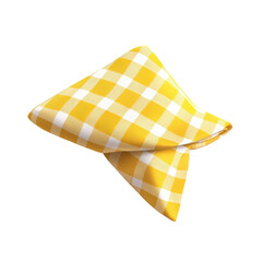 Cozy yellow and white checkered pillow perfect for home decor and adding a touch of warmth to any living space isolated on transparent background..