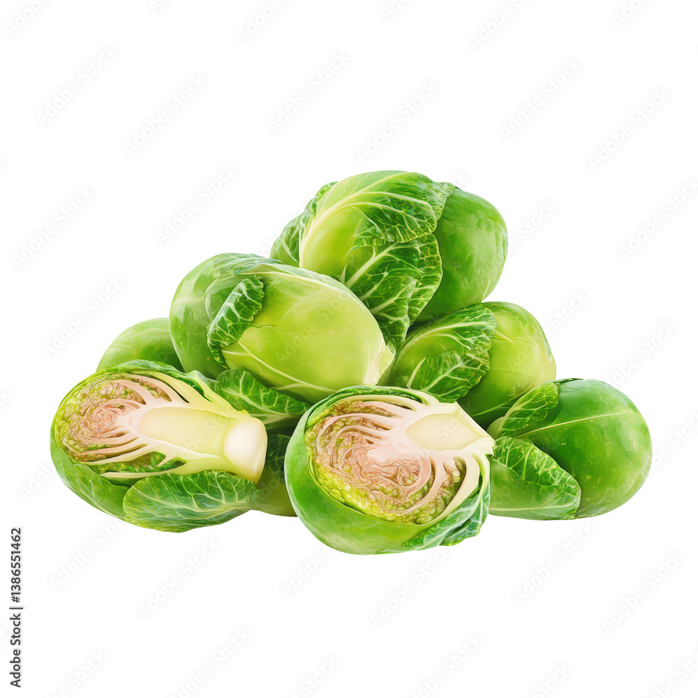 Aufkleber a close-up view of fresh brussels sprouts displayed in a basket highlighting their green color and n