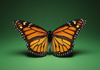 Fototapeta premium Monarch Butterfly, Studio Shot, Green Background
