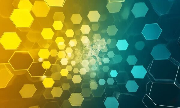 Abstract Hexagon Pattern Background Yellow Blue Gradient