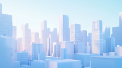 Fototapeta premium Minimalist 3D Rendered Cityscape with Modern Architecture and Soft Light