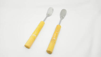 Mini spatula isolated on white background for scooping apem and pukis cakes