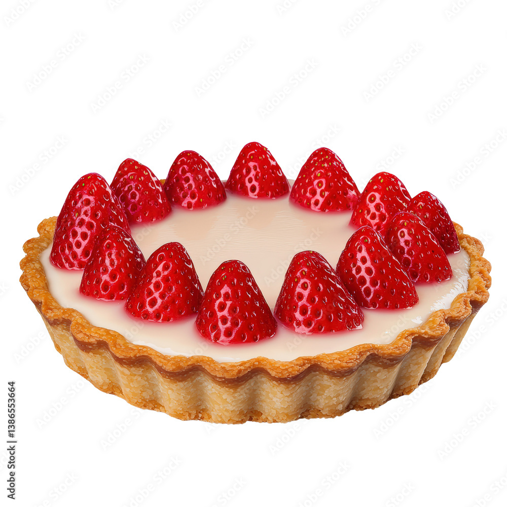 Poster delicious strawberry pie topped with whipped cream filling creating a sweet and tempting dessert for