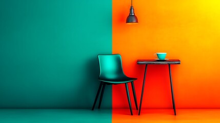 Vibrant Workspace Nook  Teal  Orange.