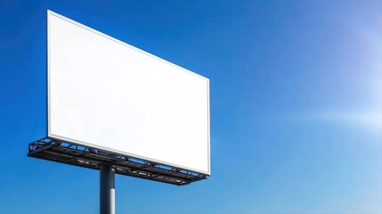 Fototapeta premium Blank billboard under clear blue sky with sunlight