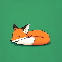 Obraz premium Fox curled up sleeping, peaceful animal