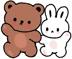 곰 토끼 인사 일러스트 스티커