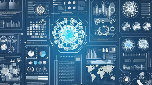 Data visualizations showcasing pandemic statistics and trends related to virus spread and health informatics - Powered by Adobe