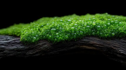 Fototapeta premium Moss covered log with water droplets