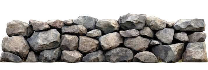 Wall of stone shell rock isolated on transparent background 