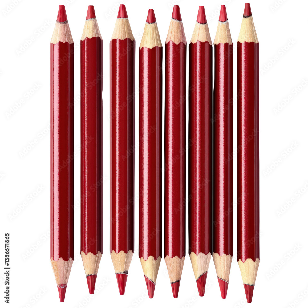 Poster a vibrant row of bright red pencils lined up neatly on a white background showcasing stationery and 