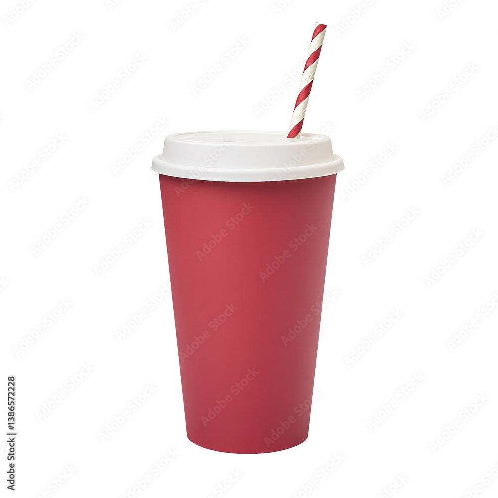 Poster a bright red cup with a straw sitting on a table surrounded by a refreshing drink ready to quench th