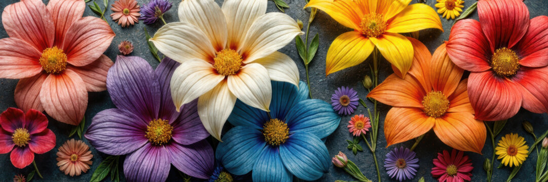 Vibrant floral arrangement featuring a mix of colorful flowers, perfect for designs related to nature, celebrations, and aesthetics.