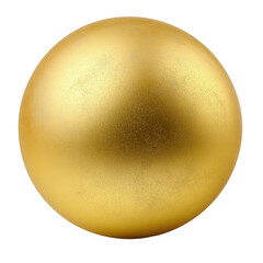 Gleaming gold ball shining brightly under soft light with a smooth surface reflecting surrounding elements isolated on transparent background..