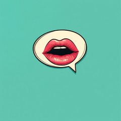 Speech bubble shaped like woman�s lips, fun design