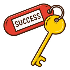 Key of success cartoon sticker illustration