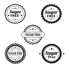 sugar free labels line icons set 