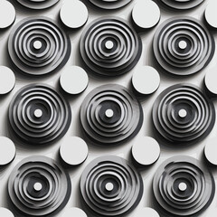 Abstract 3D Circle Pattern in Grayscale