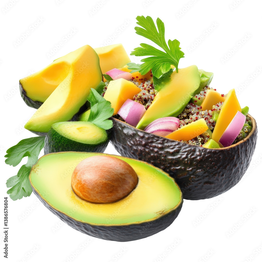 Aufkleber a bowl of ripe avocados and sliced avocados displaying their creamy texture and vibrant green color 