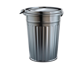 Outdoor trash bin with lid, waste container isolated on transparent background