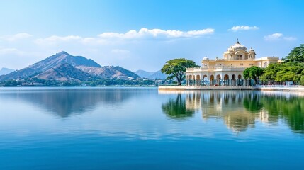 Obraz premium Serene Lake Palace Reflection