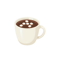 Hot Chocolate Mug with Marshmallows, White Cup, Cozy Drink, transparent background