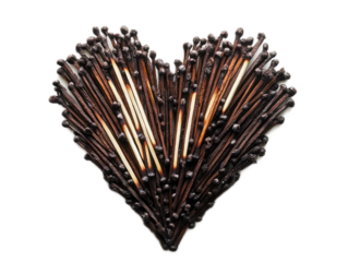 Pixel art heart in classic 8-bit style with visible square pixels on white background