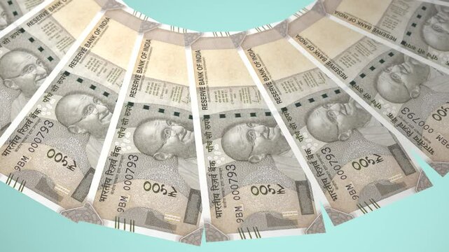Shapely Looping Design 500 Rupee Curency of  India