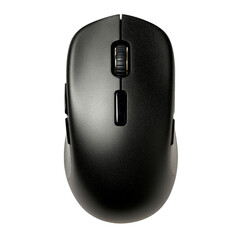 A modern computer mouse with smooth curves and buttons positioned on a clean desk surface ready for use isolated on transparent background..