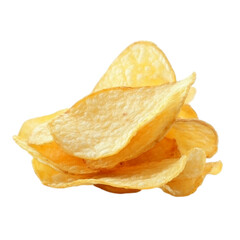 Crispy golden potato chips delicious snack food photography eat diet meal on transparent background