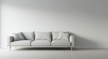 Minimalist Living Room with Sectional Sofa and Empty Art Wall