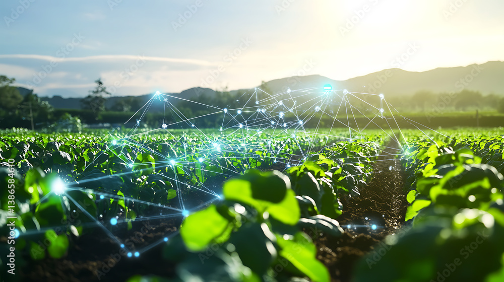 Aufkleber an ai powered system optimizing water usage in agriculture by analyzing real time soil moisture and 