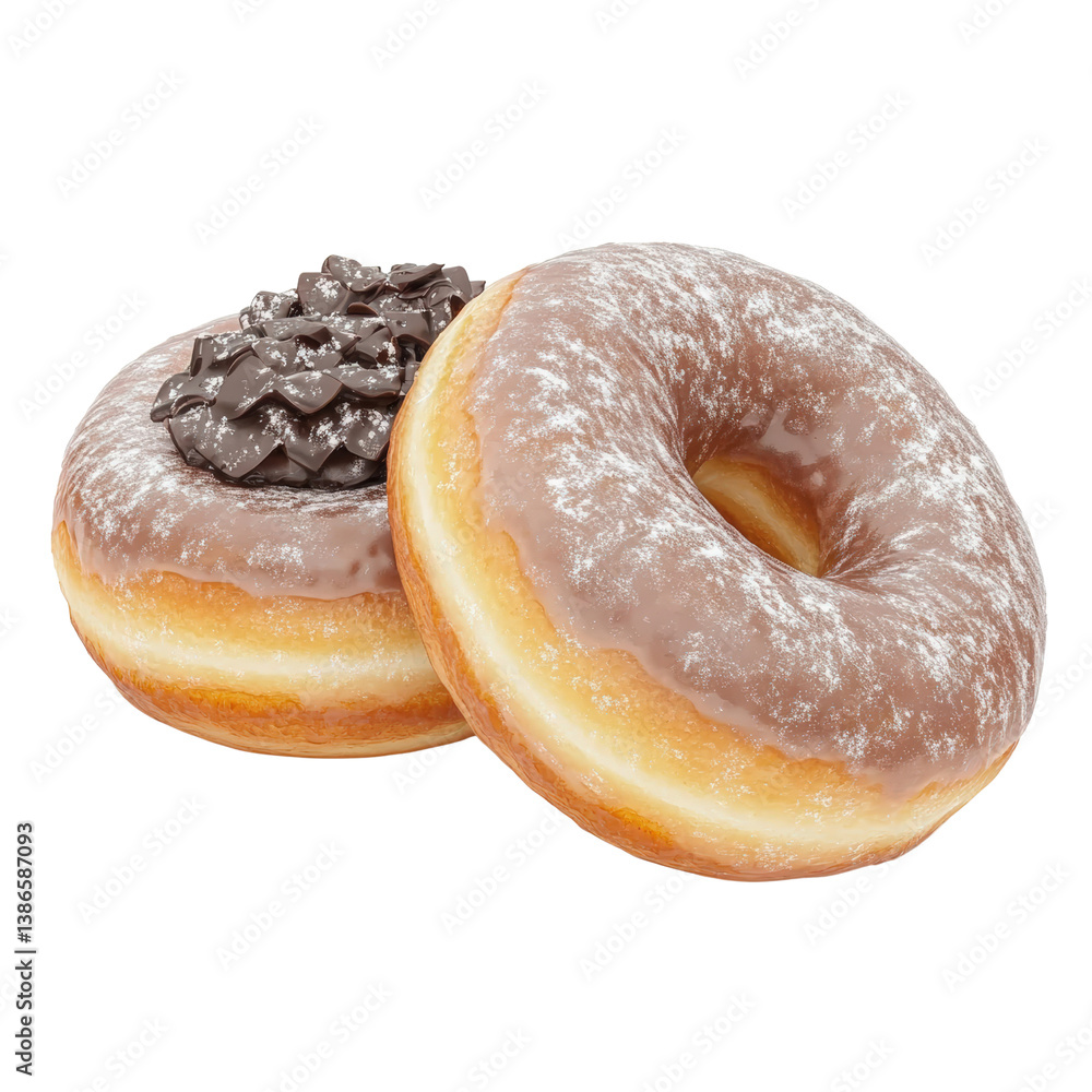 Aufkleber two delicious donuts topped with rich chocolate glaze perfectly arranged on a bright surface for tem