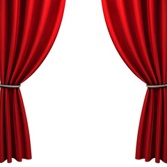 Red Stage Curtains, Theater Backdrop, Transparent Background.