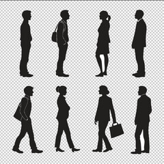 Professional Silhouettes of Business People in Various Poses.

